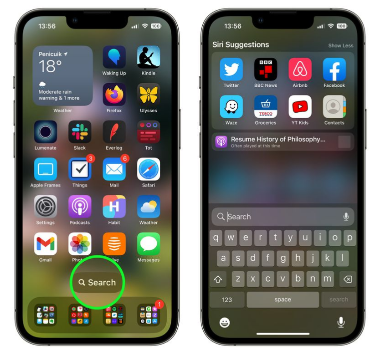 新河苹果手机维修分享升级到 iOS 16 后，如何删除主屏幕上的搜索按钮 
