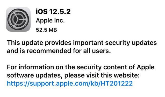 新河苹果手机维修分享iOS12.5.2发布，建议所有老苹果用户安装 